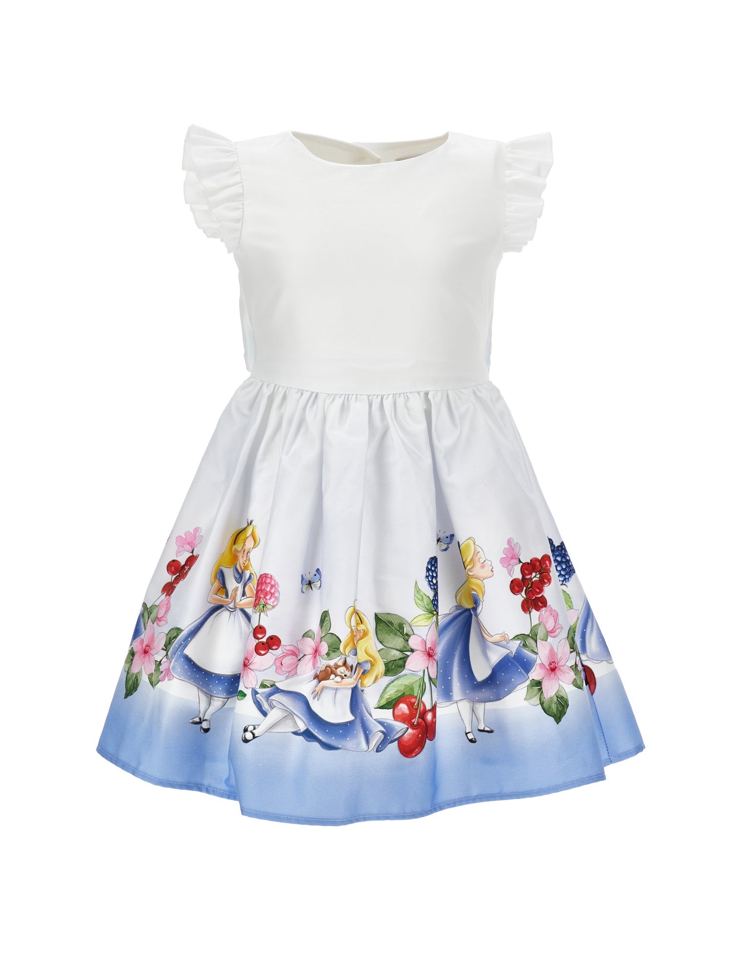 Girls | Alice And Fruit Dress | White/Sky Blue