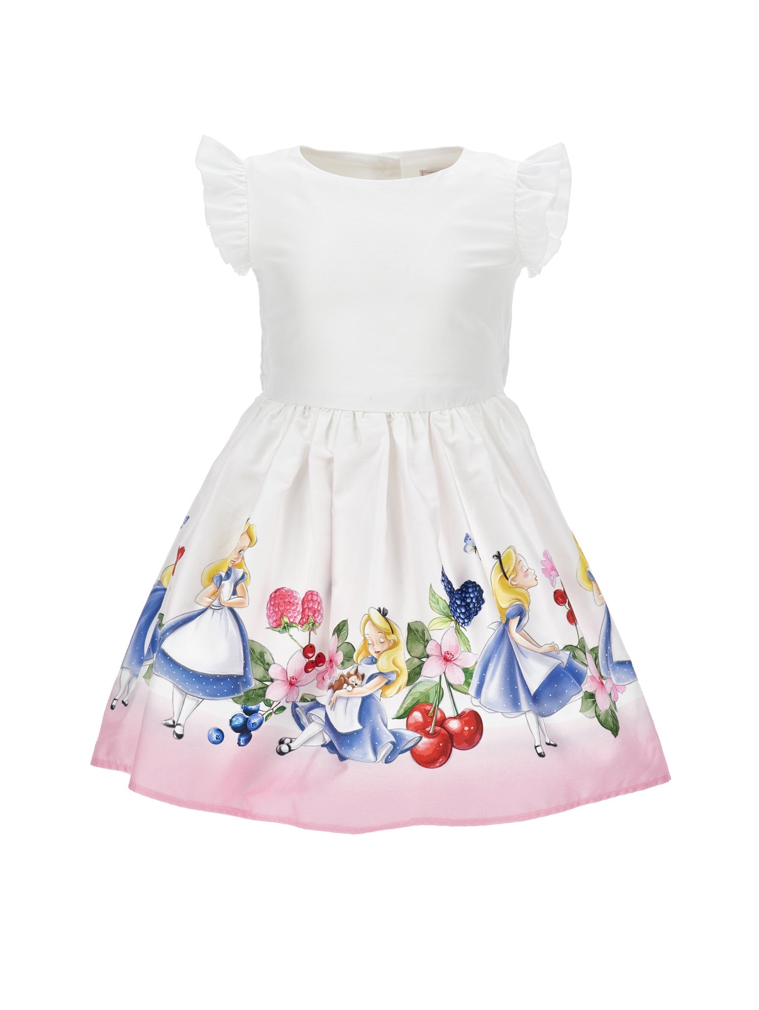 Girls | Alice And Fruit Dress | White/FairyTale Pink