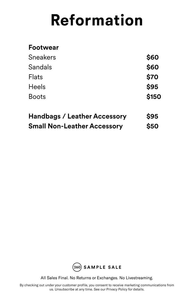 Price table