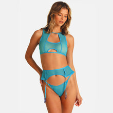 OW Collection Reyna Thong & Suspender | Malibu Blue