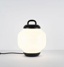 Esper Table Lamp | 14in Height | Blackened Steel/White Glass