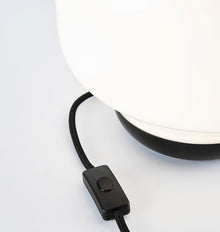 Esper Table Lamp | 14in Height | Blackened Steel/White Glass