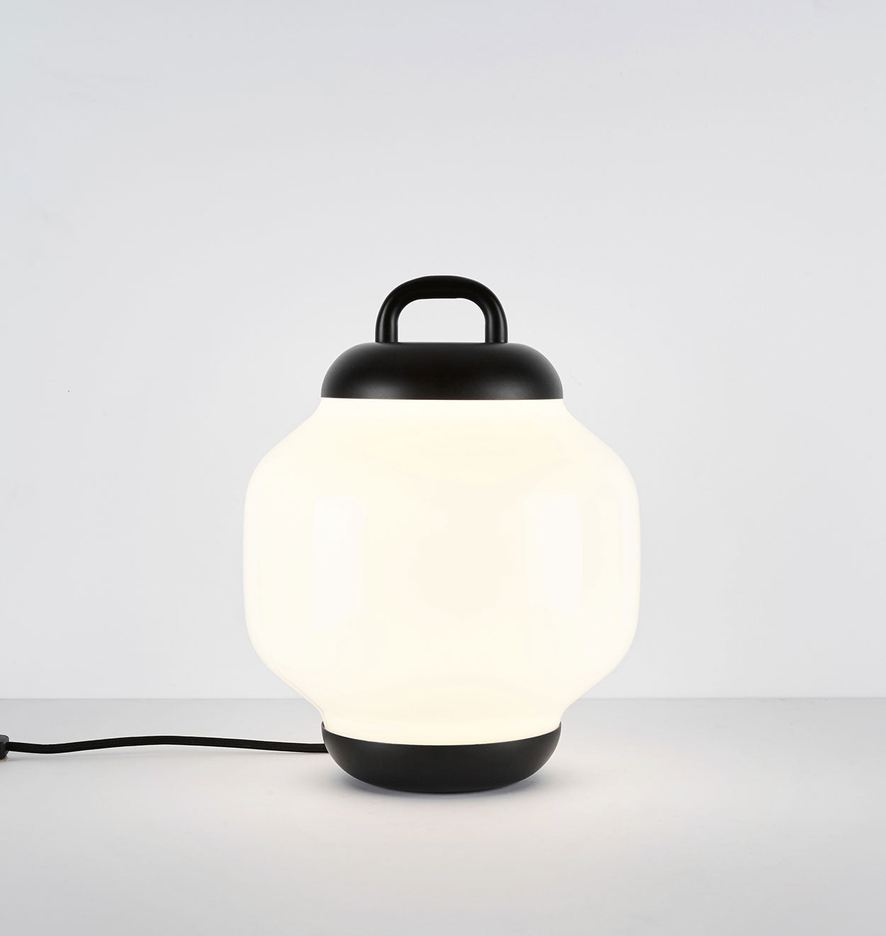 Esper Table Lamp | 14in Height | Blackened Steel/White Glass