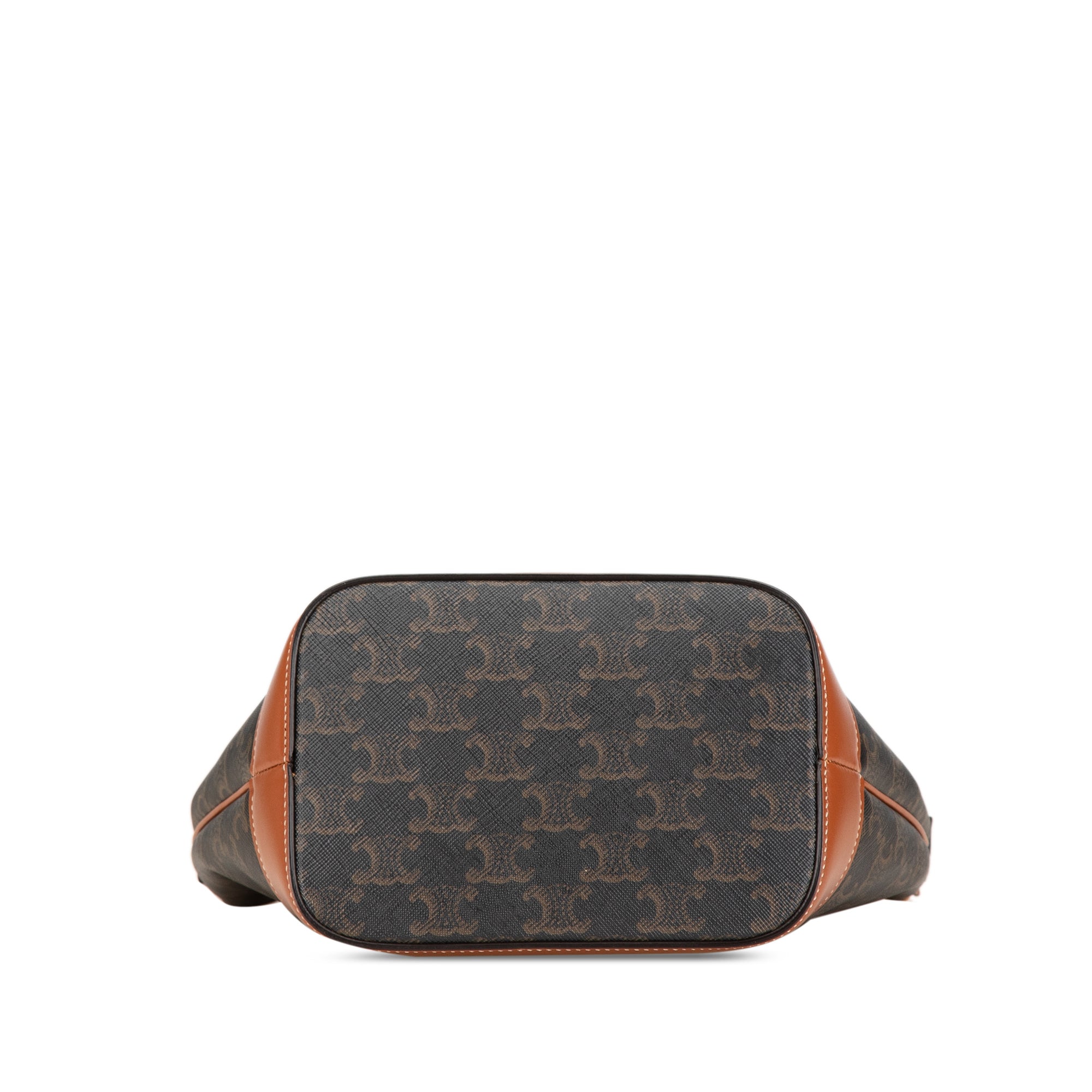 Celine | Pre-Owned Small Triomphe Coated Canvas Bucket Bag | Brown/Dark Brown