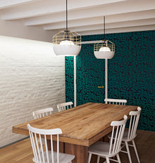 Bluff City Pendant | 14in Round | White/Brass