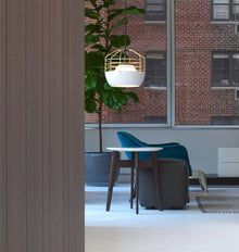 Bluff City Pendant | 14in Round | White/Brass