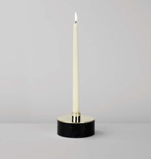 Set of 2 | Cache Candle Holder | Black Marble/Polished Brass