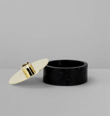 Set of 2 | Cache Candle Holder | Black Marble/Polished Brass