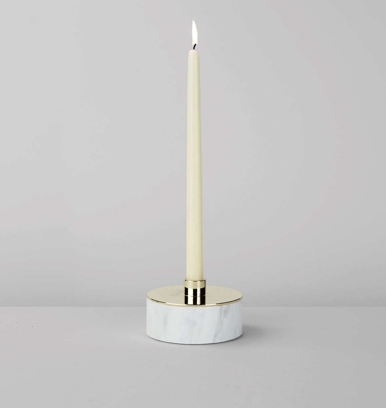 Set of 2 | Cache Candle Holder | White Marble/Polished Brass