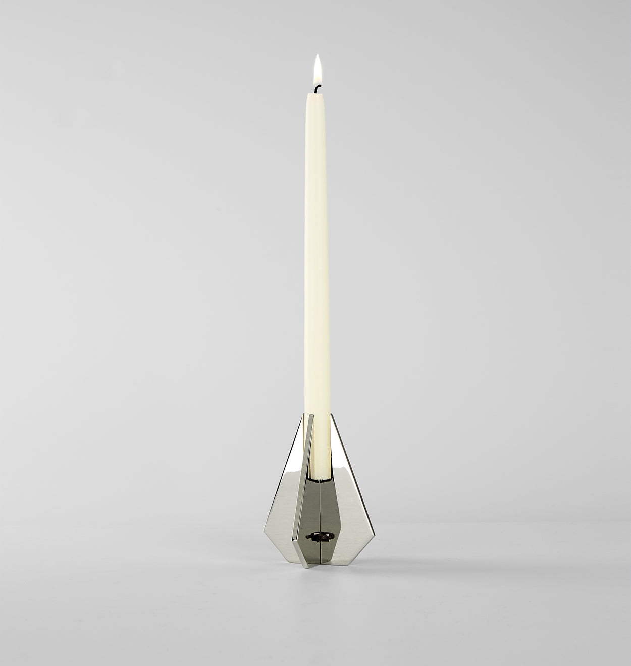 Set of 2 | Cross Candle Holder | 4.5in Height | Polished Nickel
