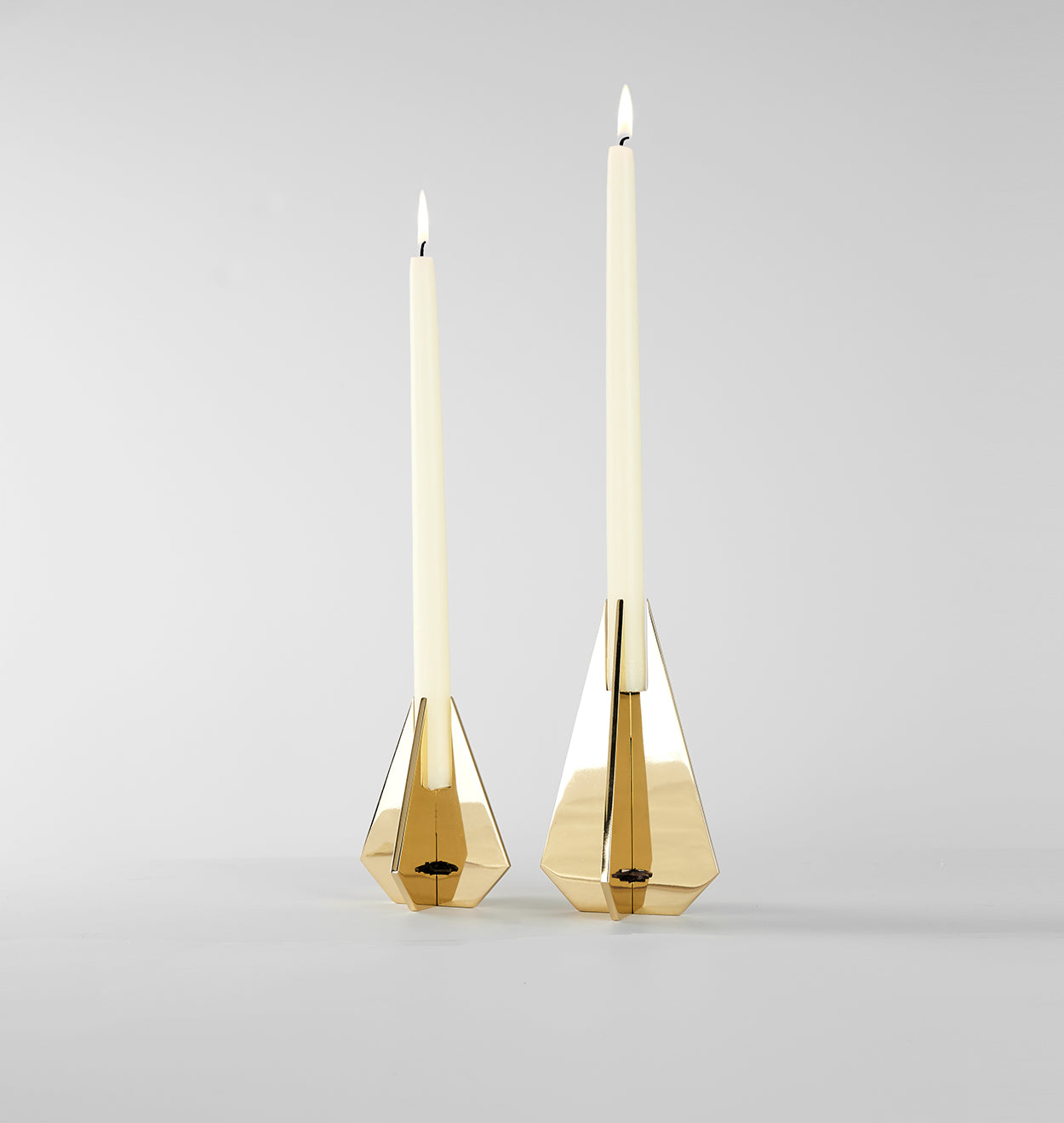 Set of 2 | Cross Candle Holder | 4.5in Height | Polished Brass