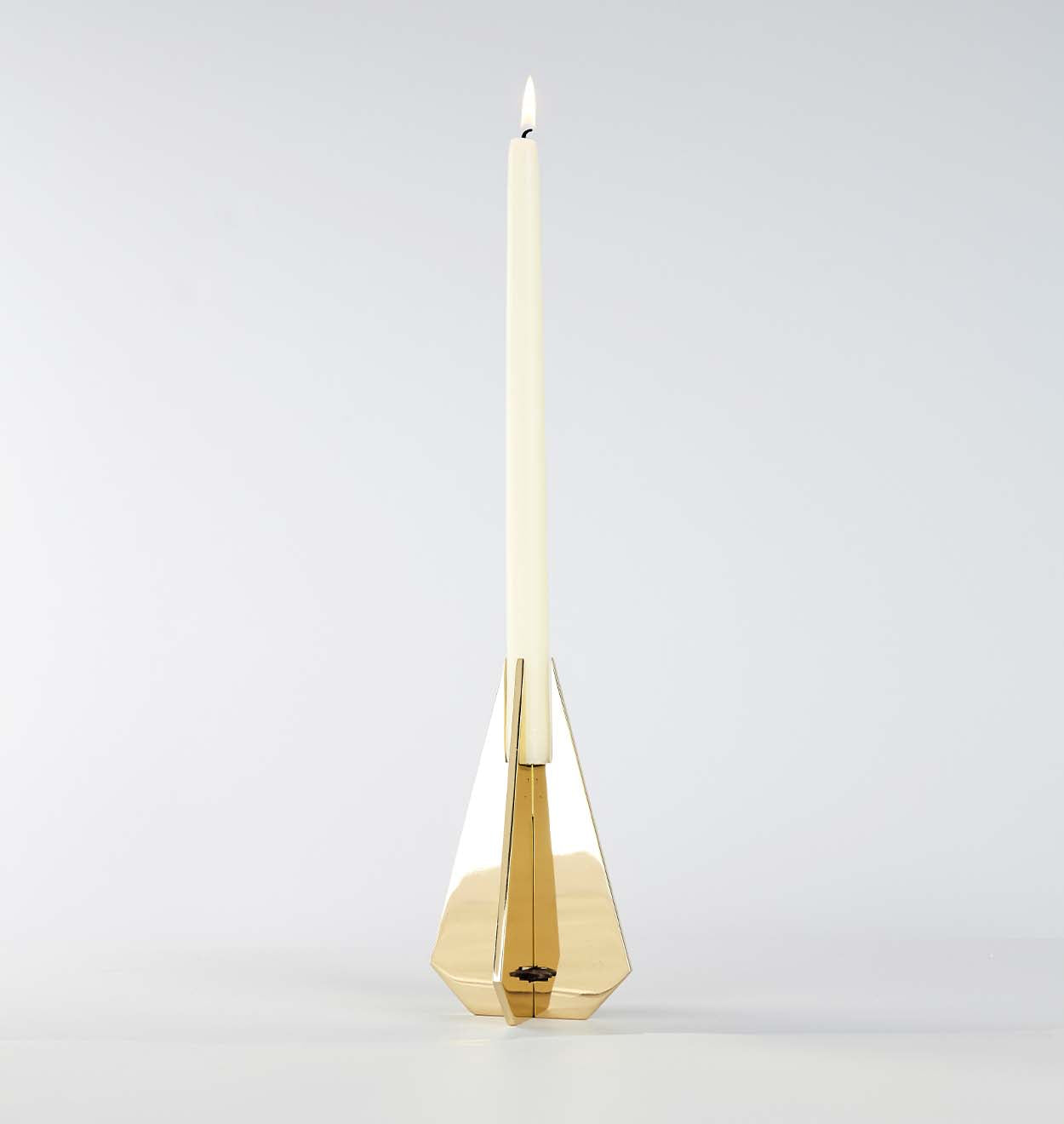 Set of 2 | Cross Candle Holder | 7in Height | Polished Brass
