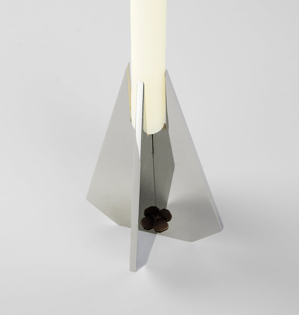 Set of 2 | Cross Candle Holder | 4.5in Height | Polished Nickel