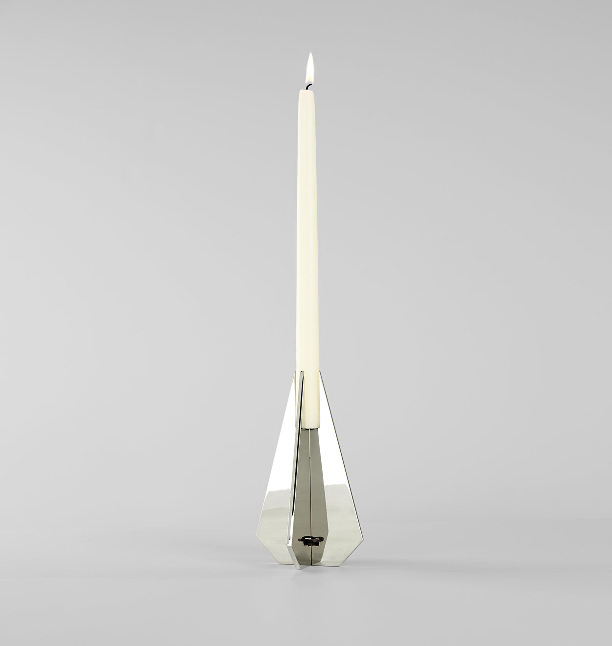 Set of 2 | Cross Candle Holder | 7in Height | Polished Nickel