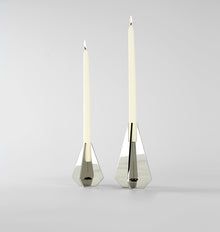 Set of 2 | Cross Candle Holder | 4.5in Height | Polished Nickel