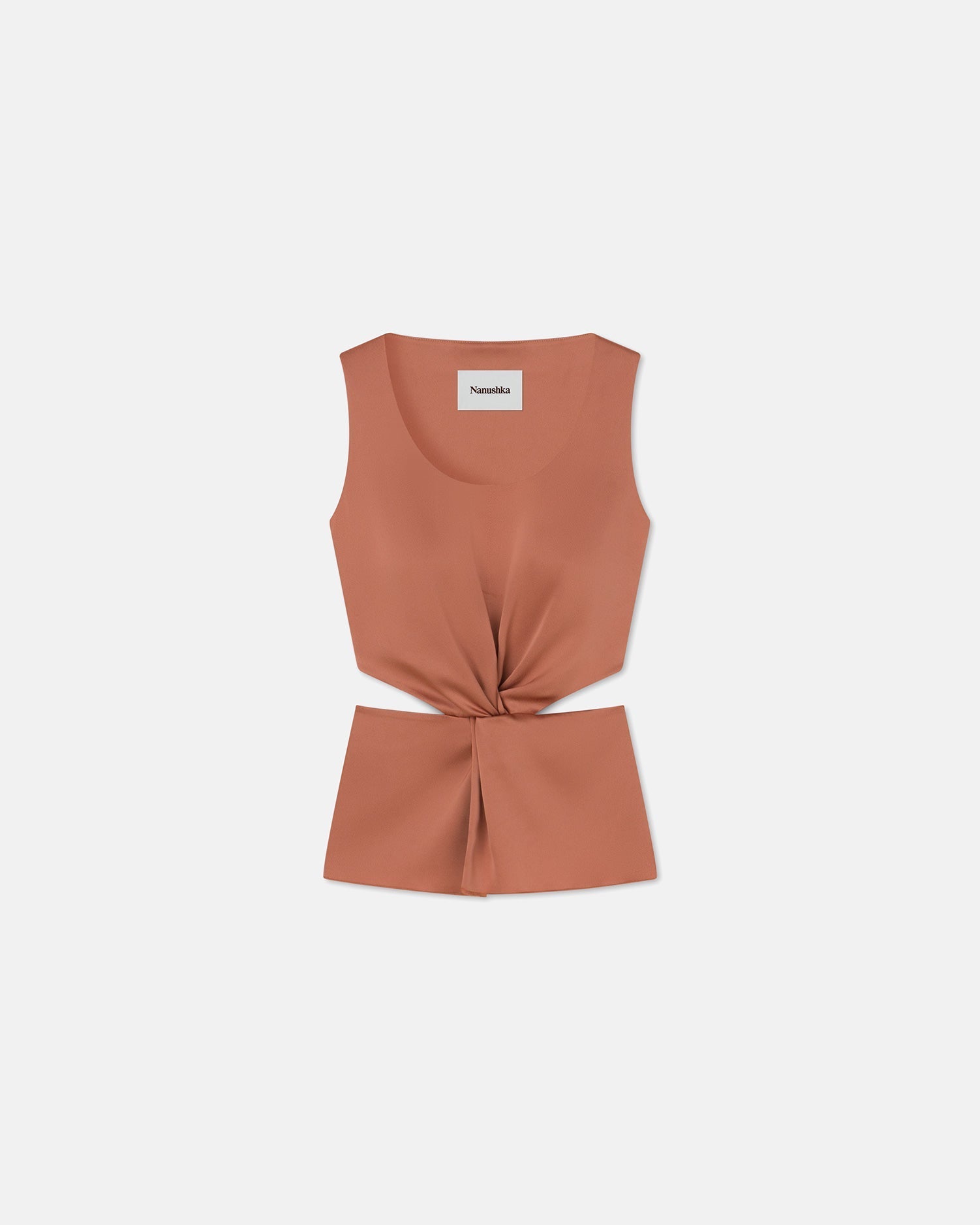 Womens | Roanne Cut-Out Slip Satin Top | Brown Terra