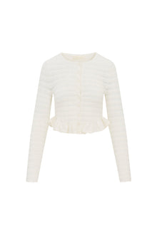 Rogan Pointelle Knit Cardigan | Ivory