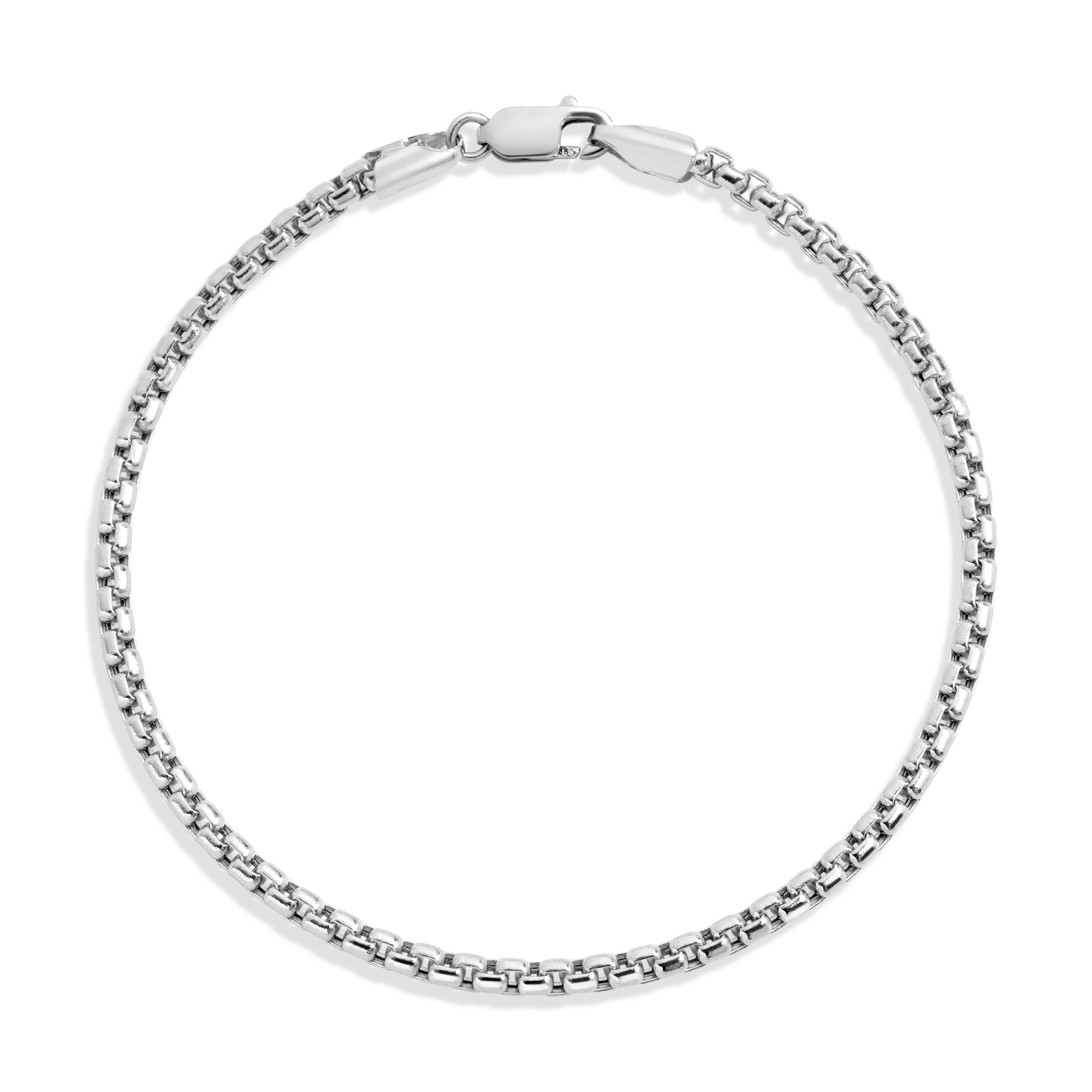 Round Box Chain Bracelet Vermeil 14k White Gold 6in 6.5in 7in 7.5in First