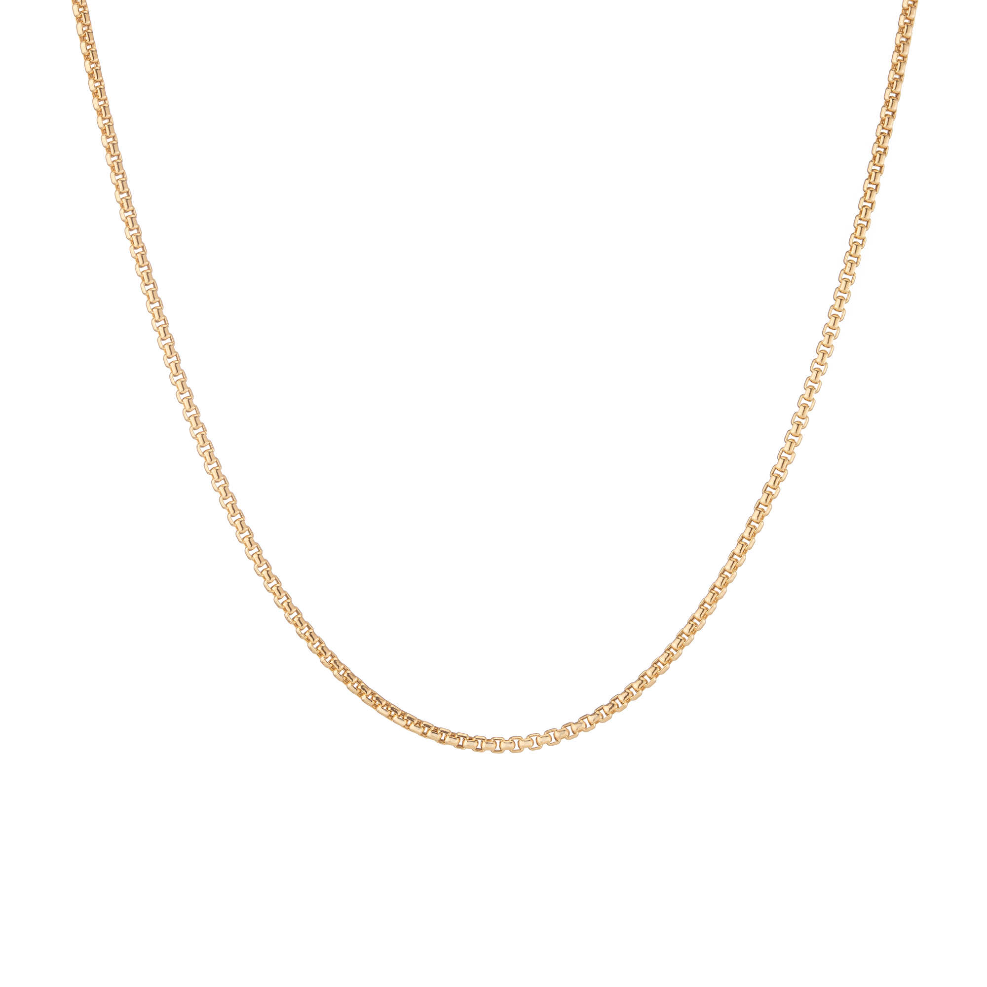 Round Box Chain Necklace Vermeil 14k Yellow Gold 16in 18in 20in 22in First