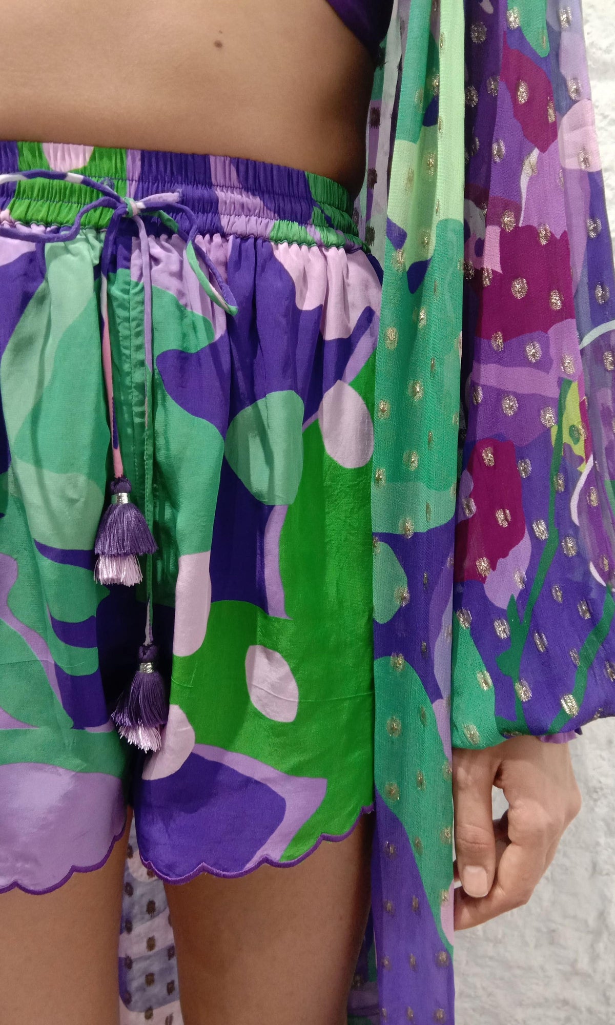 Womens | Aerin Tanish Crepe Shorts | Purple Multi