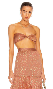 Womens | Aine Viscose Georgette Dobby Bandeau | Brown