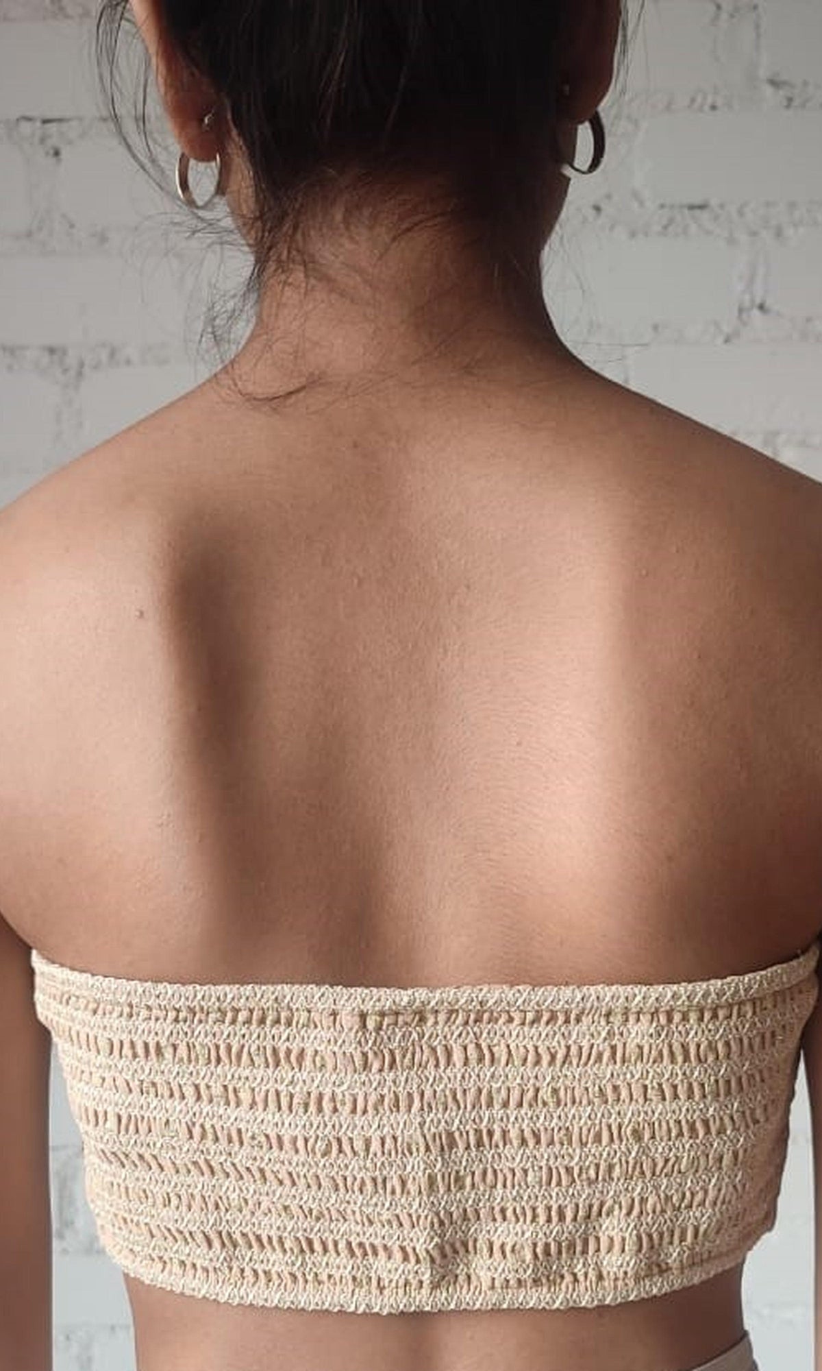Womens | Aine Viscose Georgette Lurex Dobby Bandeau | Nude