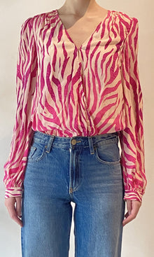 Womens | Aine Polyester Crepe Bodysuit | Pink Multi