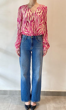 Womens | Aine Polyester Crepe Bodysuit | Pink Multi