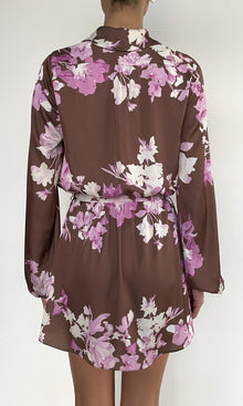 Womens | Alfy Polyster Satin Lycra Mini Dress With Detachable Belt | Brown Pink