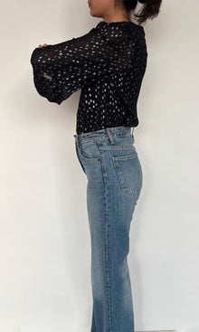 Womens | Aria Viscose Georgette Star Lurex Bodysuit | Black