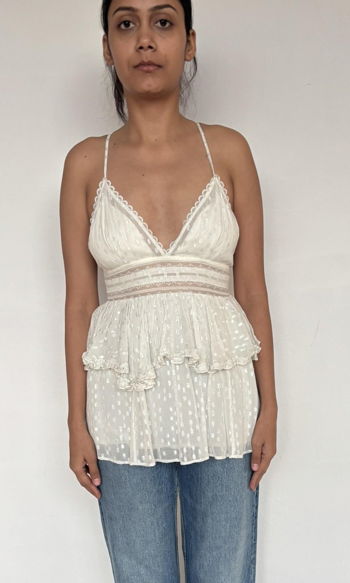 Womens | Aria Viscose Georgette Dobby Top | White