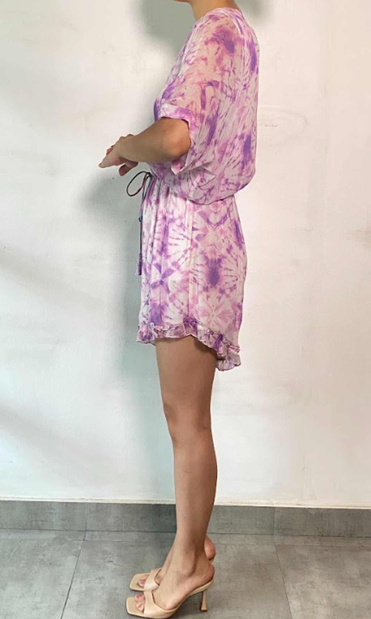 Womens | Ava Viscose Crinkle Chiffon Romper | White Purple