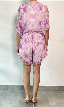 Womens | Ava Viscose Crinkle Chiffon Romper | White Purple