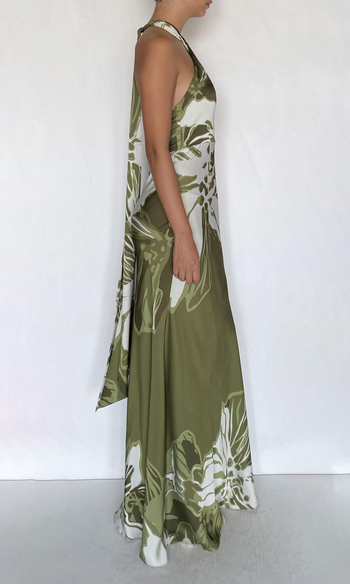 Womens | Avo Viscose Satin Maxi Dress | Green