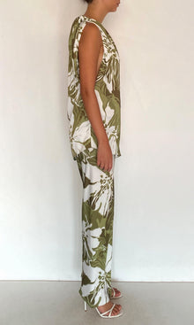 Womens | Avo Polyester Satin Lycra One Shoulder Top | Green