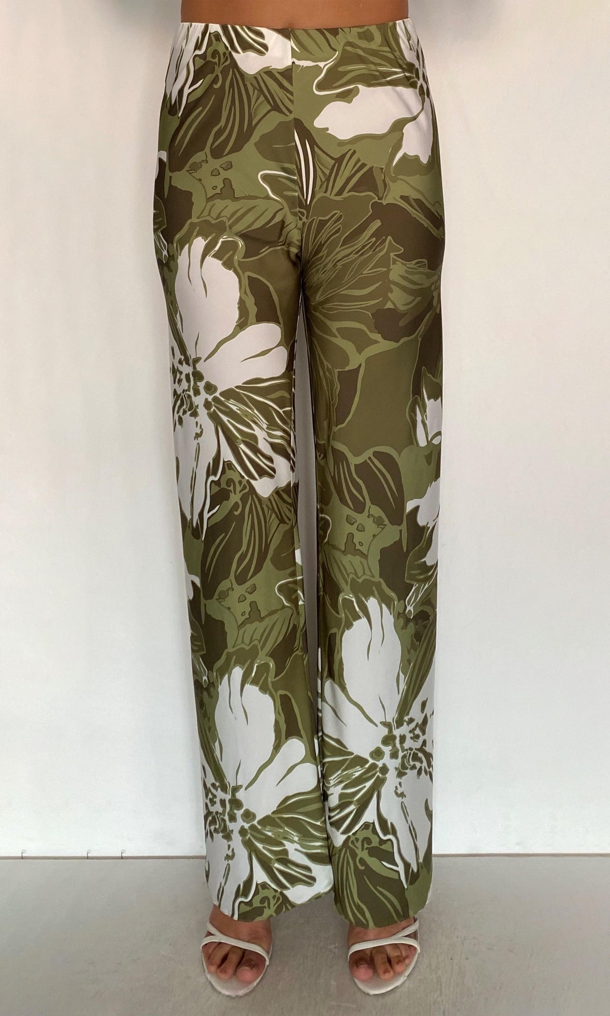 Womens | Avo Polyester Satin Lycra Bias Pants | Green
