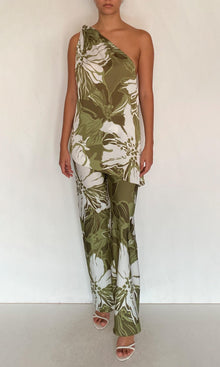 Womens | Avo Polyester Satin Lycra Bias Pants | Green
