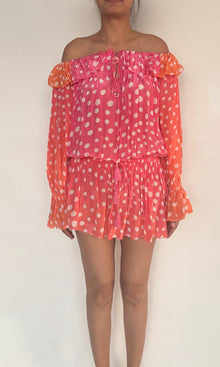 Womens | Blake Viscose Flat Chiffon Short Dress | Peach Multi