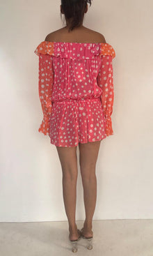 Womens | Blake Viscose Flat Chiffon Short Dress | Peach Multi