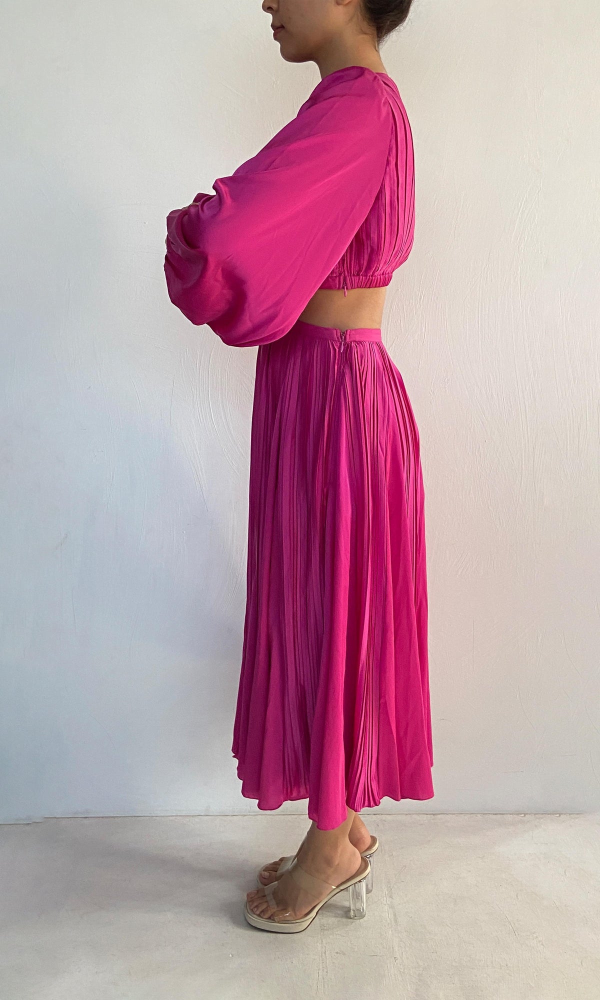 Womens | Bree Polyester Satin Midi Dress | Pink