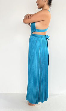 Womens | Bree Polyester Satin Long Dress | Teal