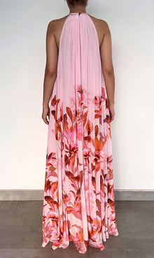 Womens | Cai Viscose Natural Crepe Long Dress | Pink Multi