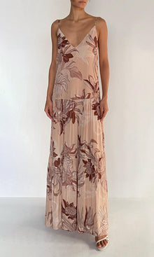 Womens | Cali Viscose Natural Crepe Maxi Dress | Beige Brown