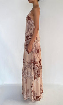Womens | Cali Viscose Natural Crepe Maxi Dress | Beige Brown