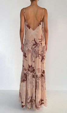Womens | Cali Viscose Natural Crepe Maxi Dress | Beige Brown