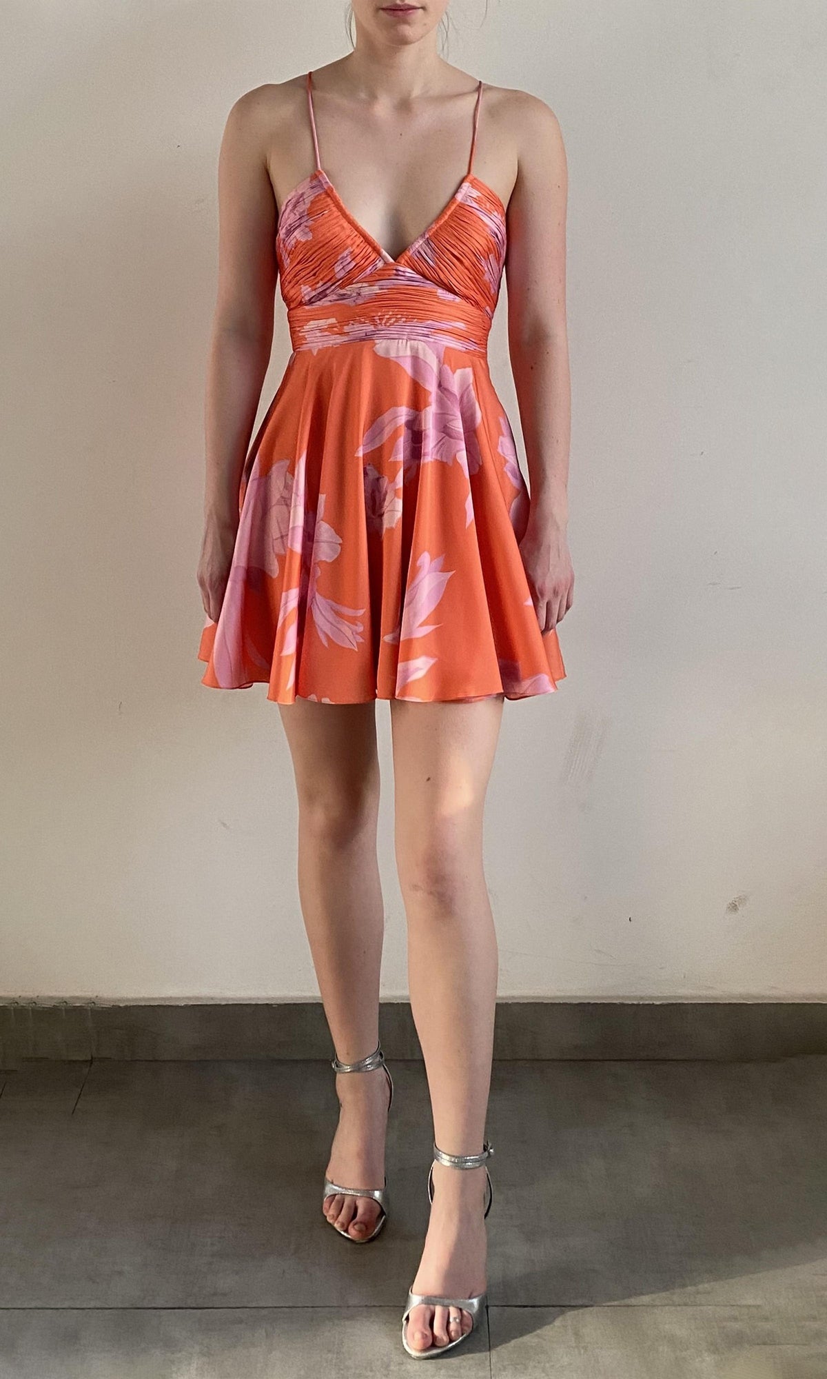 Womens | Casey Polyester Satin Lycra Mini Dress | Orange
