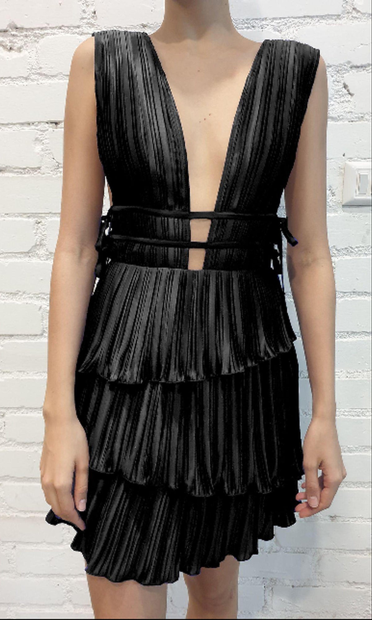Womens | Cassi Polyester Satin Short Dress | Black