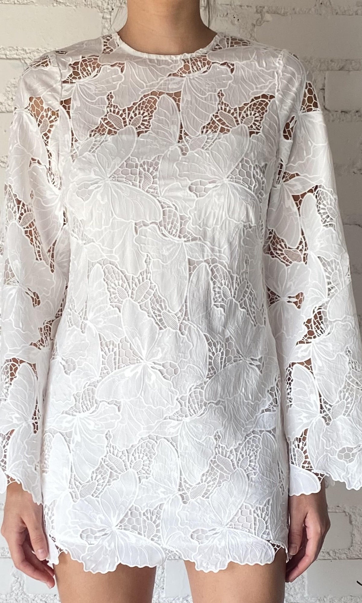 Womens | Coco Chemical Lace Roundneck Short Dress | White
