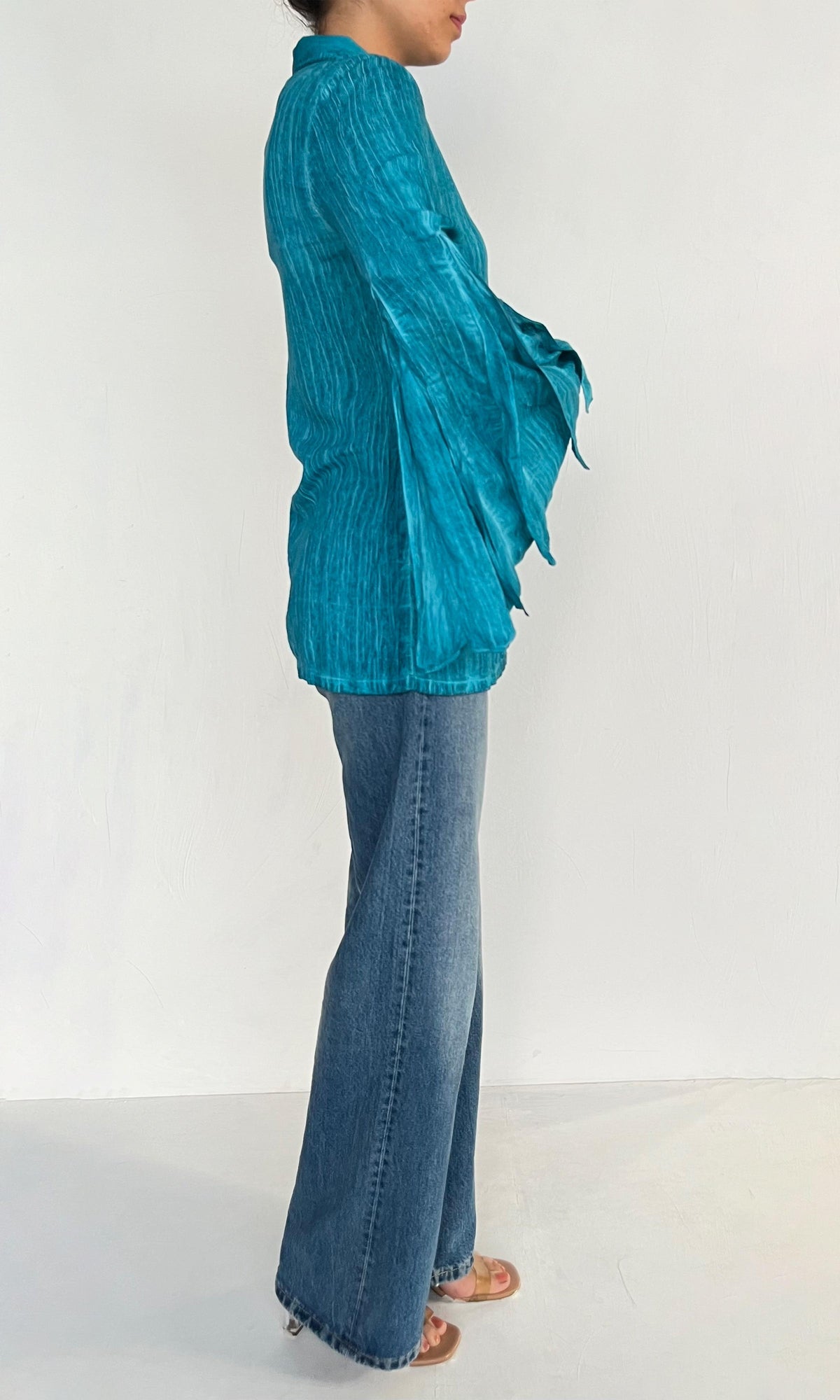 Womens | Cole Viscose Cotton Georgette Shirt | Blue