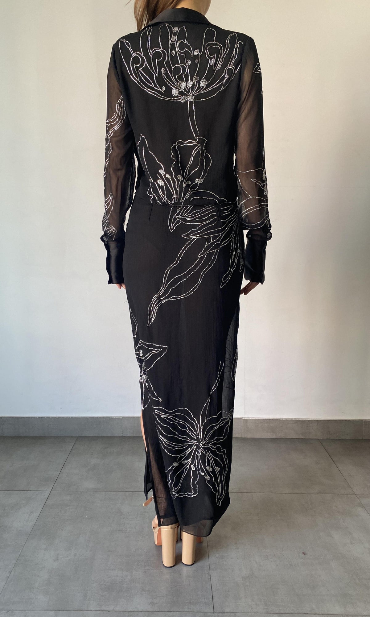 Womens | Dream Viscose Crinkle Chiffon Long Dress | Black
